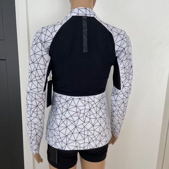 Karma Athletics White & Black Geometric Full-Zip Womens Jacket Lightweight Activ - Picture 8 of 16